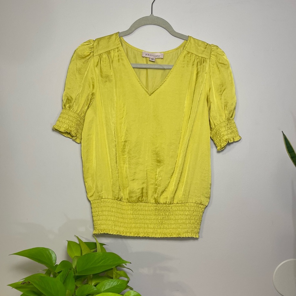 Philosophy Yellow Puff Sleeve Blouse